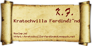 Kratochvilla Ferdinánd névjegykártya